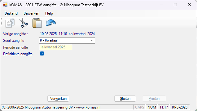 BTW aangifte in KOMAS