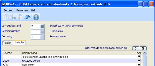 Export relaties t.b.v. IBAN conversie