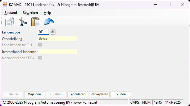 Landcodes in KOMAS