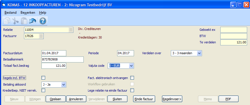 Hier worden de periodes bepaald